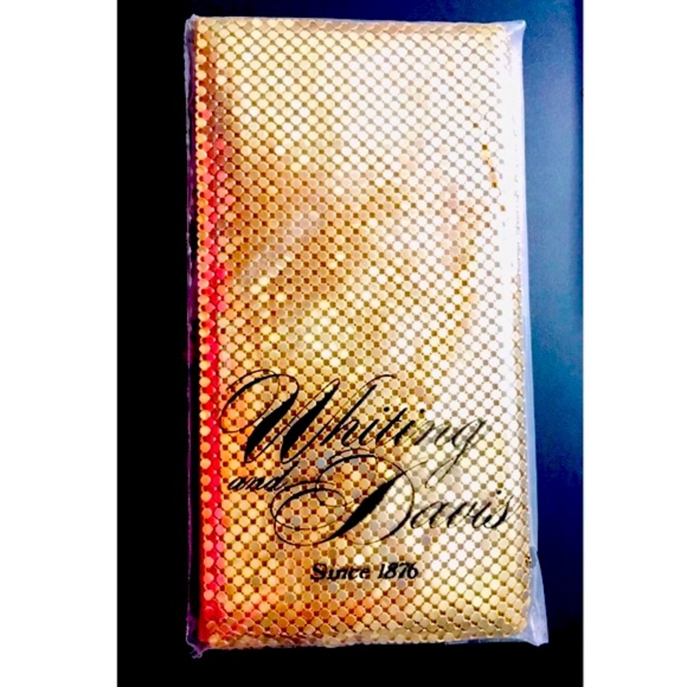 VTG Whiting & Davis Gold Tone Metal Mesh Checkbook Holder